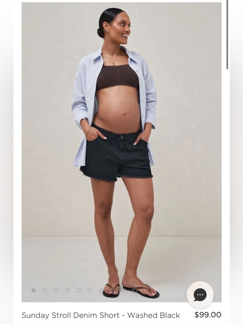Maternity Bae the Label Sunday Stroll Denim Short - Washed Black size medium